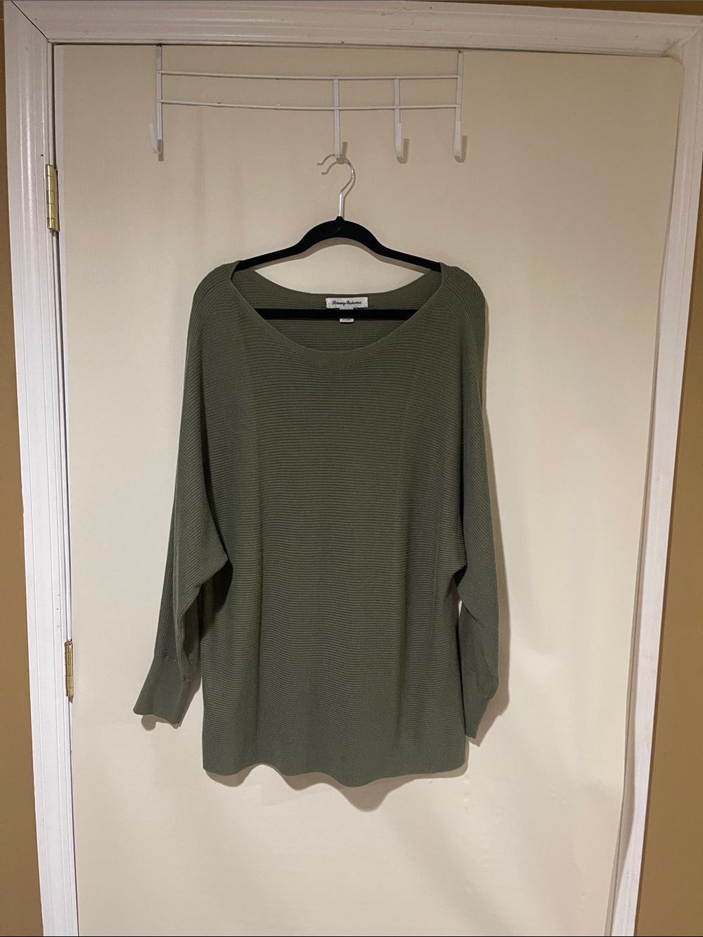 Tommy Bahama Olive Scoop Neck Ribbed Long Sleeve Sweater SZ XL